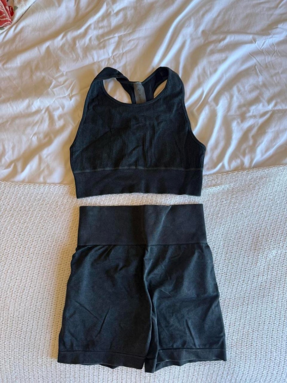 Revival black workout set - biker shorts and sports bra